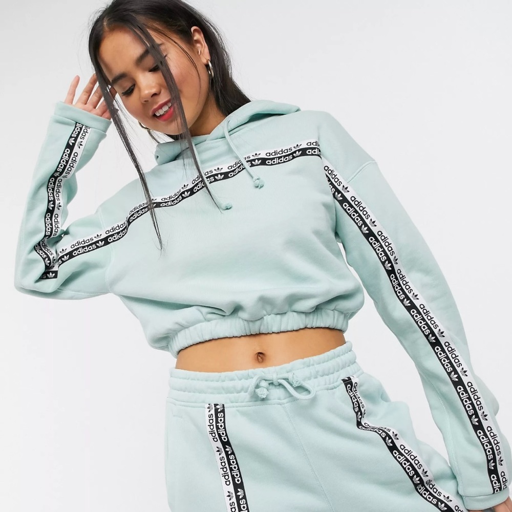 Sage green Adidas Cropped Logo Sweatshirt